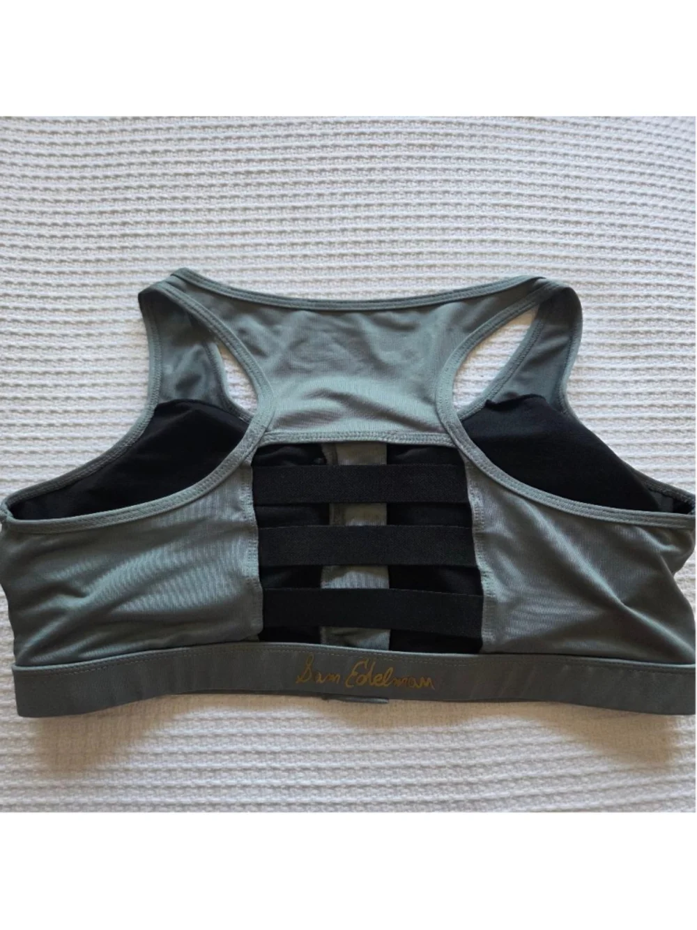 Women's Sam Edelman Green & Black Front Zip Sports Bra S